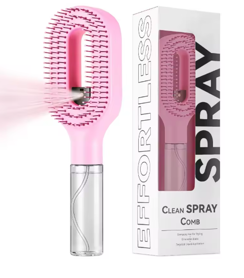 Brosse à cheveux 2 en 1 – Spray Hydratant & Dêmêlant