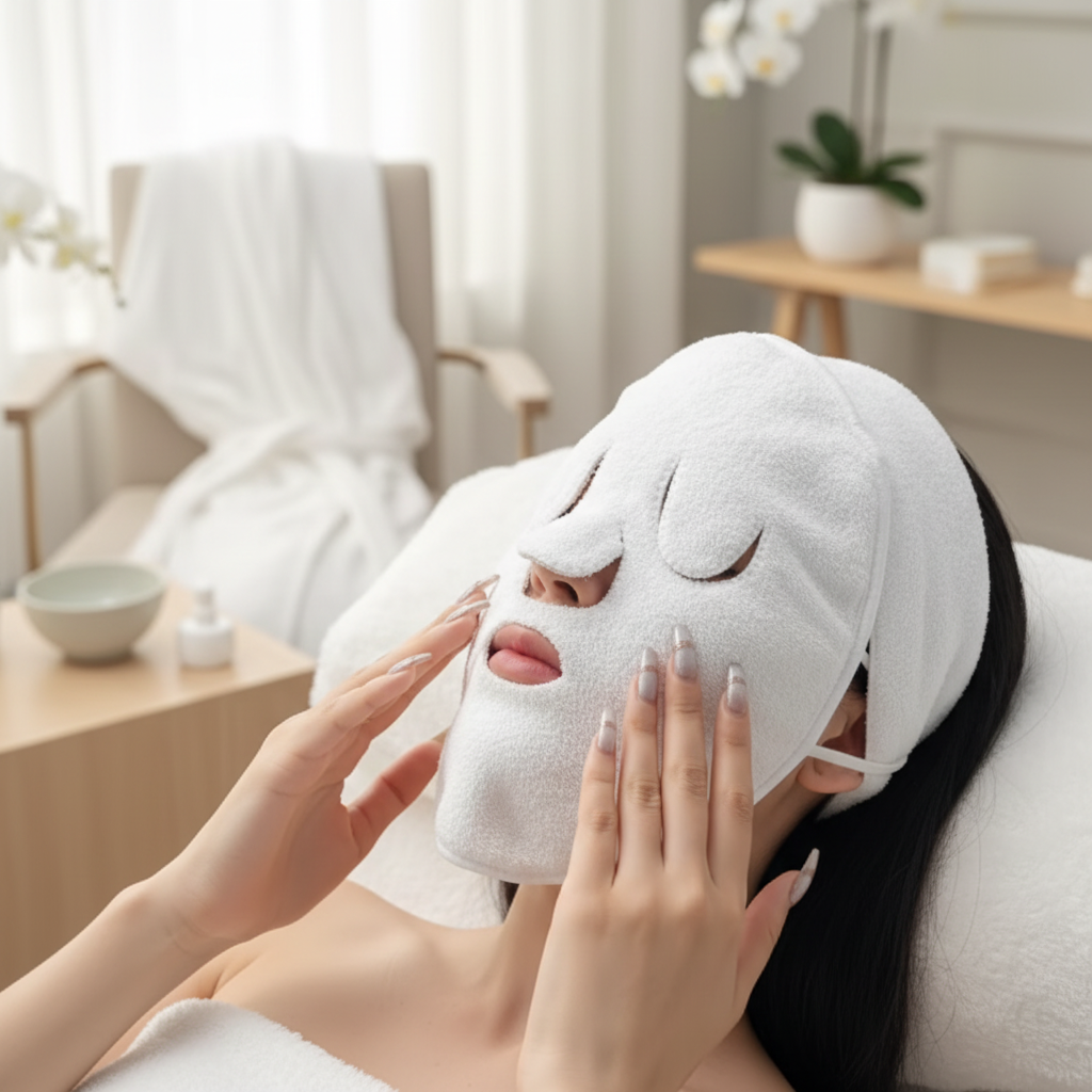 Femme européenne masque vapeur