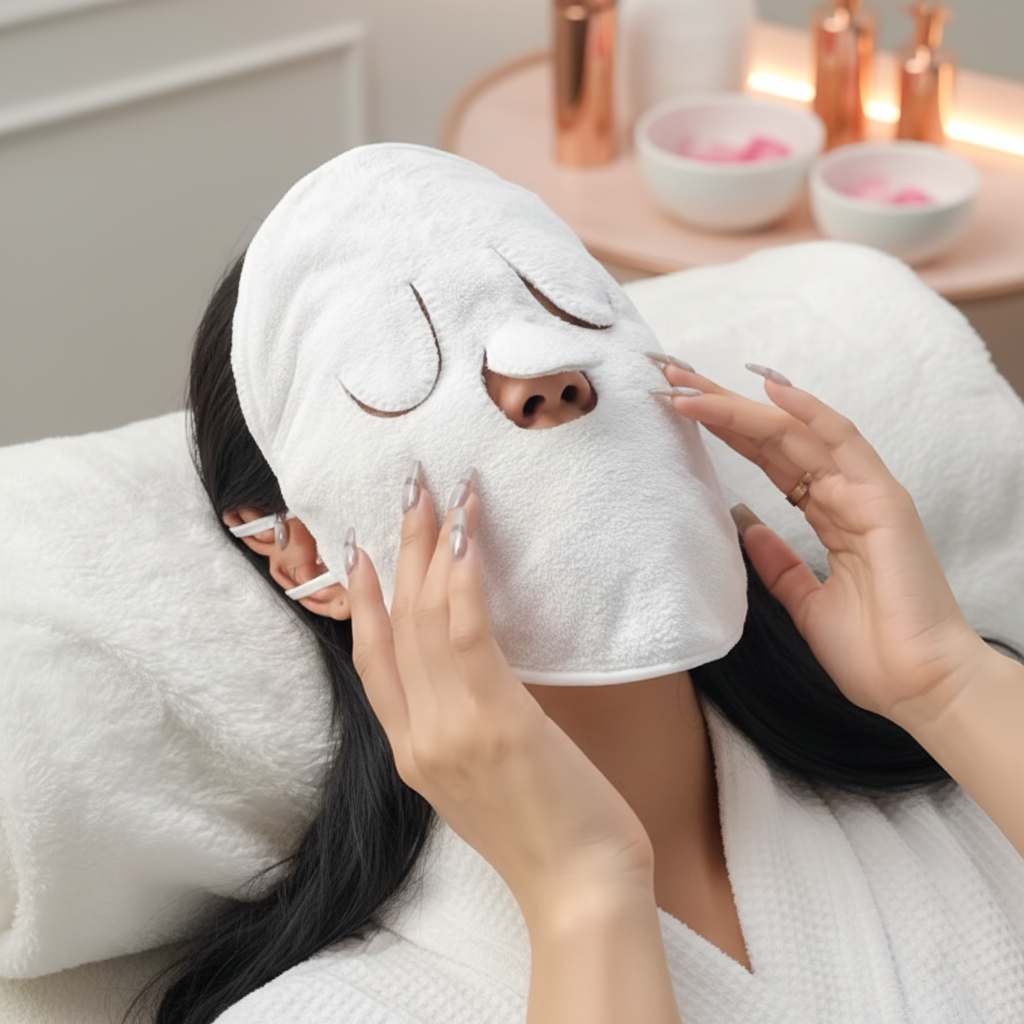 Femme métisse masque vapeur