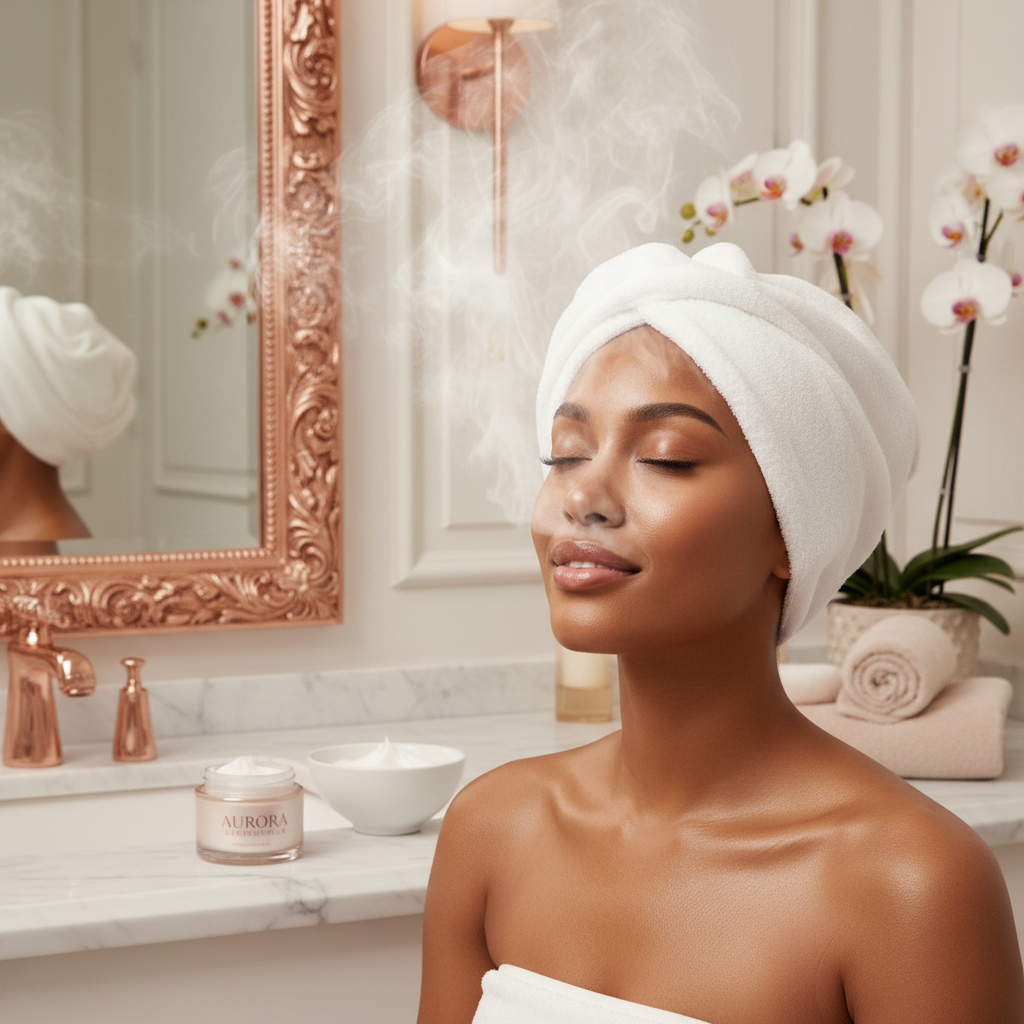 Femme métisse masque vapeur