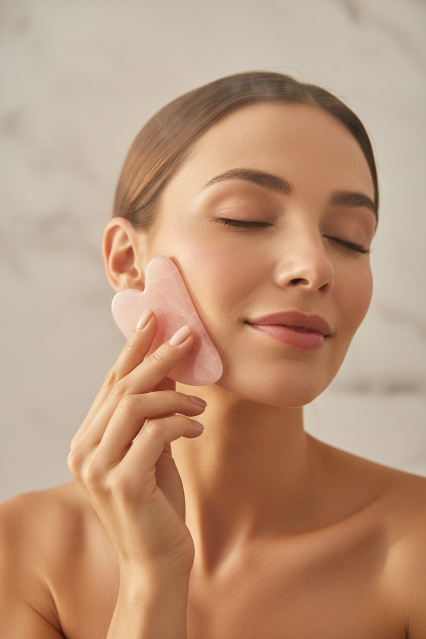 Gua Sha cœur visage douche luxueuse