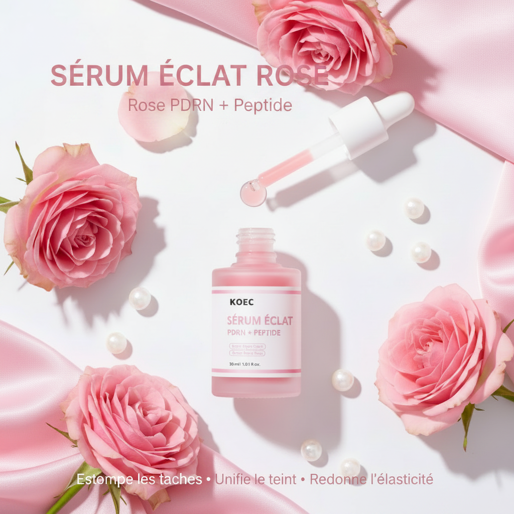 Affiche Sérum Éclat Rose PDRN – textes en français